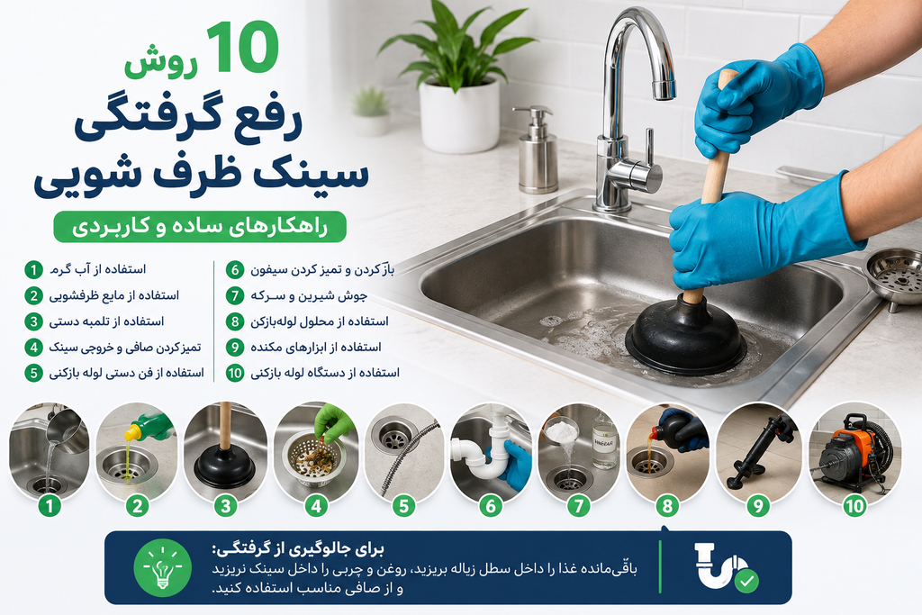 رفع گرفتگی سینک
ظرفشویی
